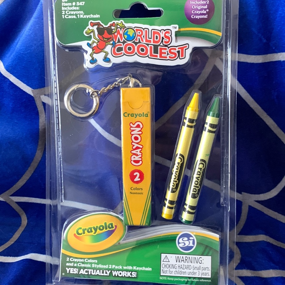 Worlds Coolest - two Crayola crayons and one case keychain - new in package
